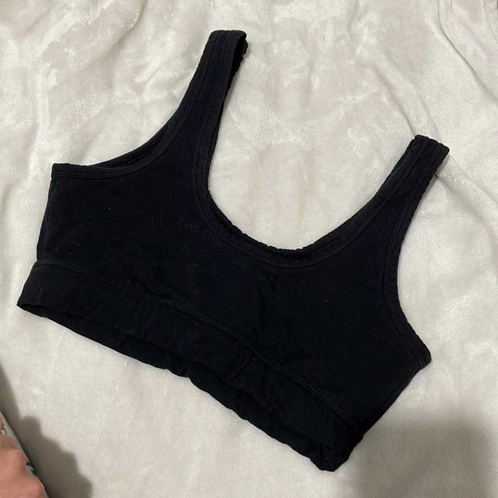 Aerie recharge offline black scoop neck scoopneck sports bra summer light M